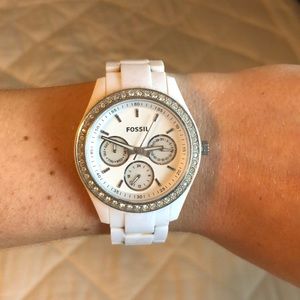 White Fossil Watch
